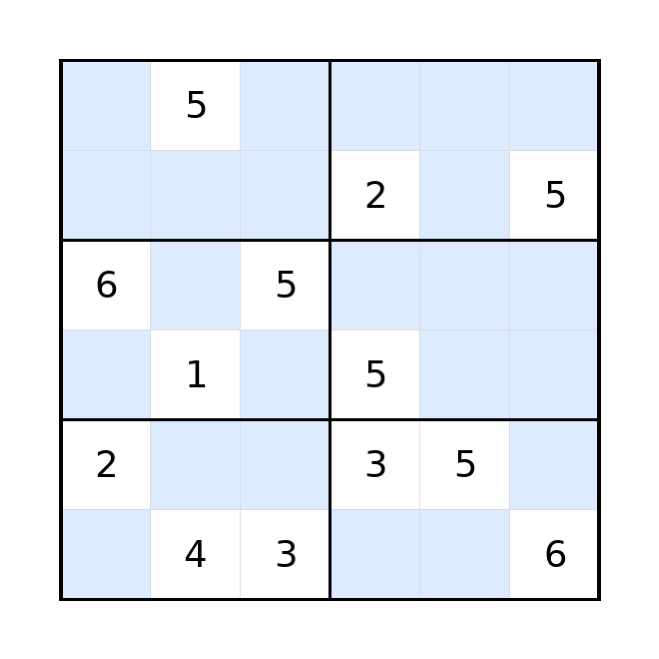Sudoku-Rätsel Sudoku 6x6 (schwer) für Grundschule aus der Kategorie Sudoku - kostenlos ausdrucken