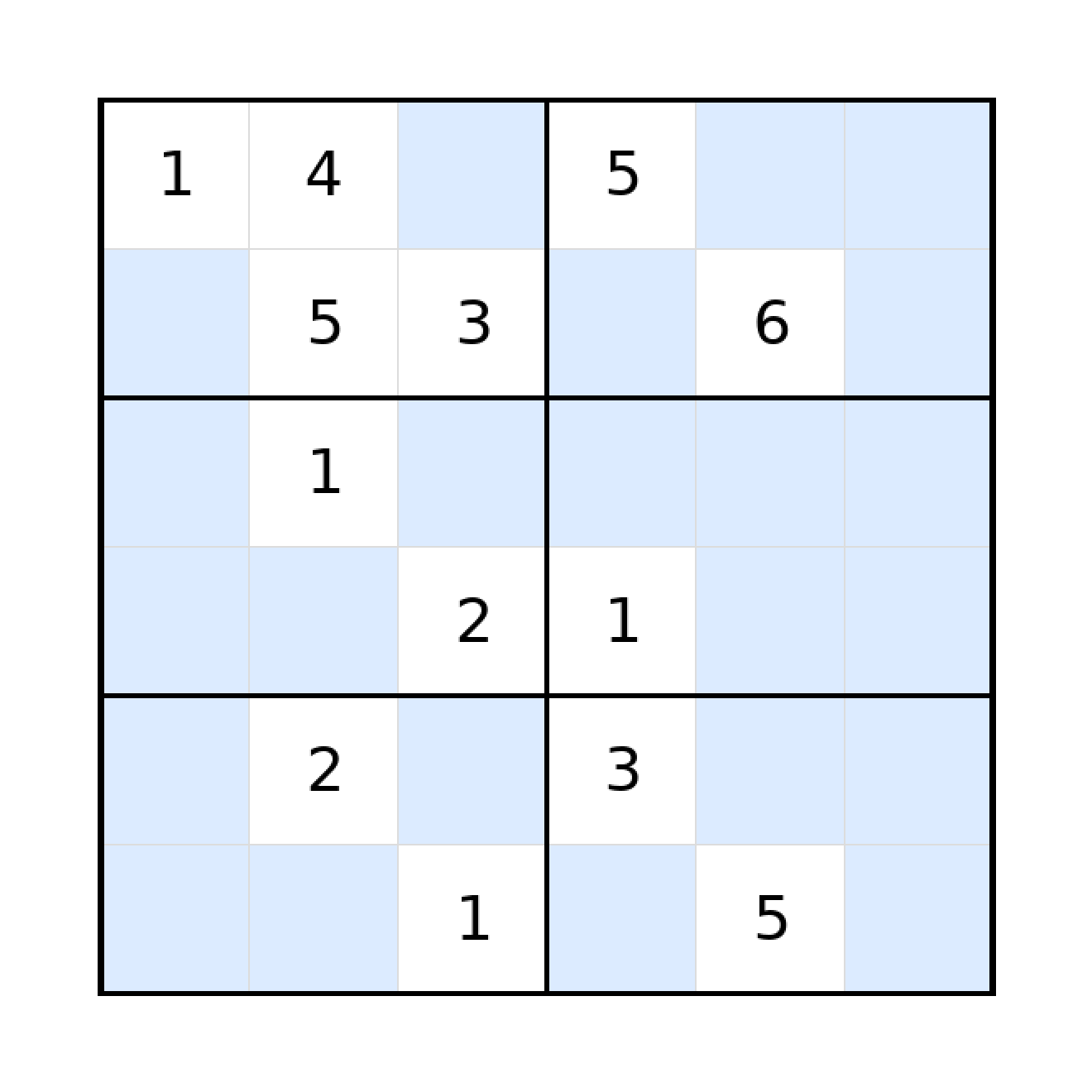 Sudoku-Rätsel Sudoku 6x6 (schwer) für Grundschule aus der Kategorie Sudoku - kostenlos ausdrucken