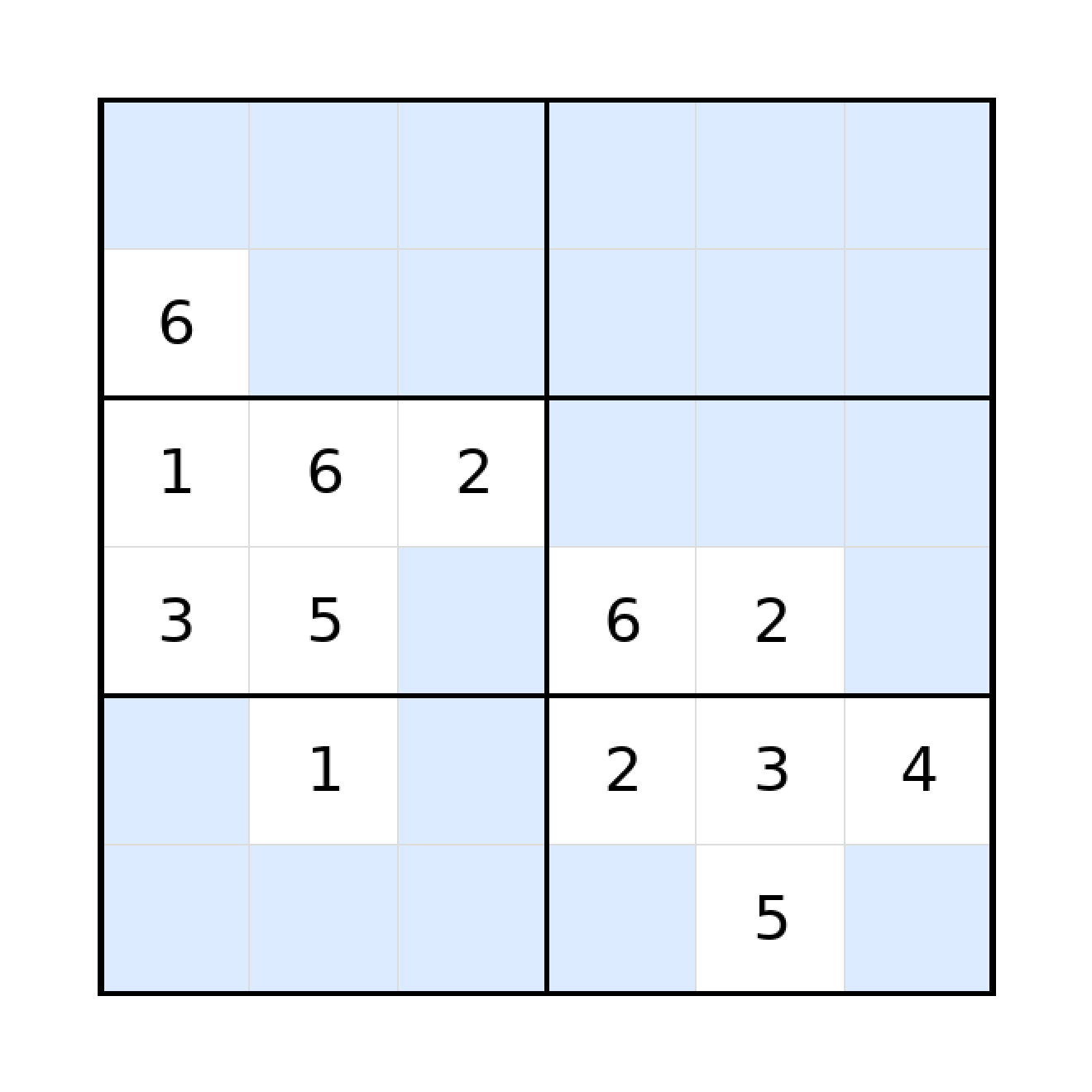 Sudoku-Rätsel Sudoku 6x6 (schwer) für Grundschule aus der Kategorie Sudoku - kostenlos ausdrucken