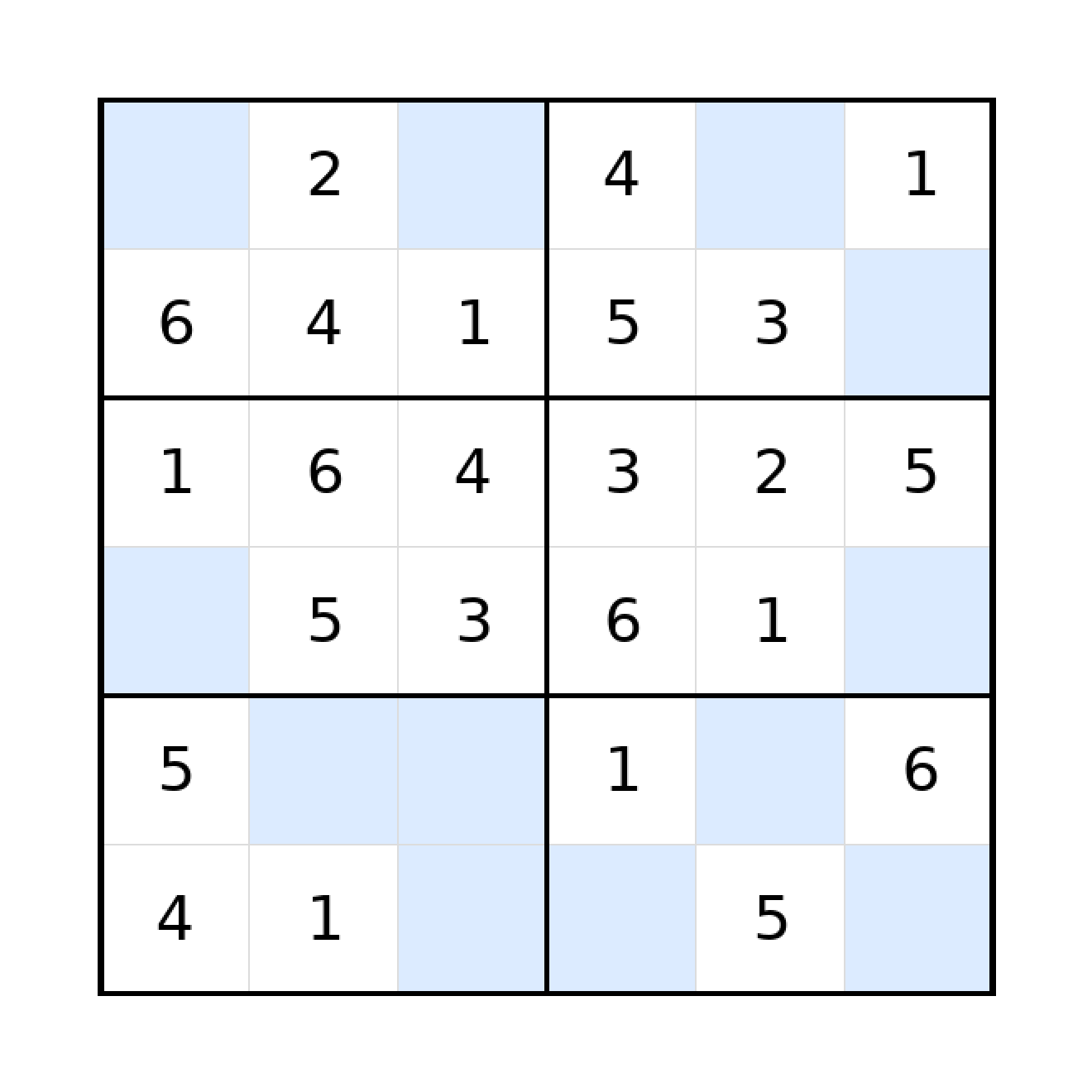 Sudoku-Rätsel Sudoku 6x6 (leicht) für Grundschule aus der Kategorie Sudoku - kostenlos ausdrucken