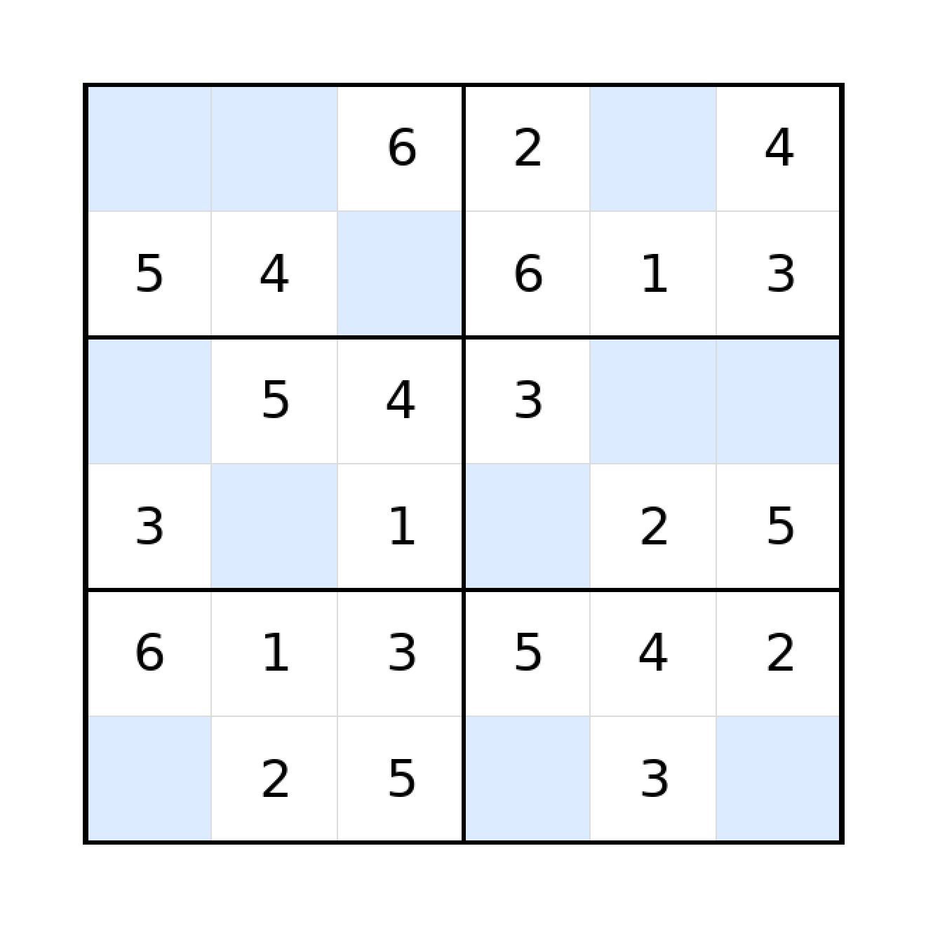 Sudoku-Rätsel Sudoku 6x6 (leicht) für Grundschule aus der Kategorie Sudoku - kostenlos ausdrucken