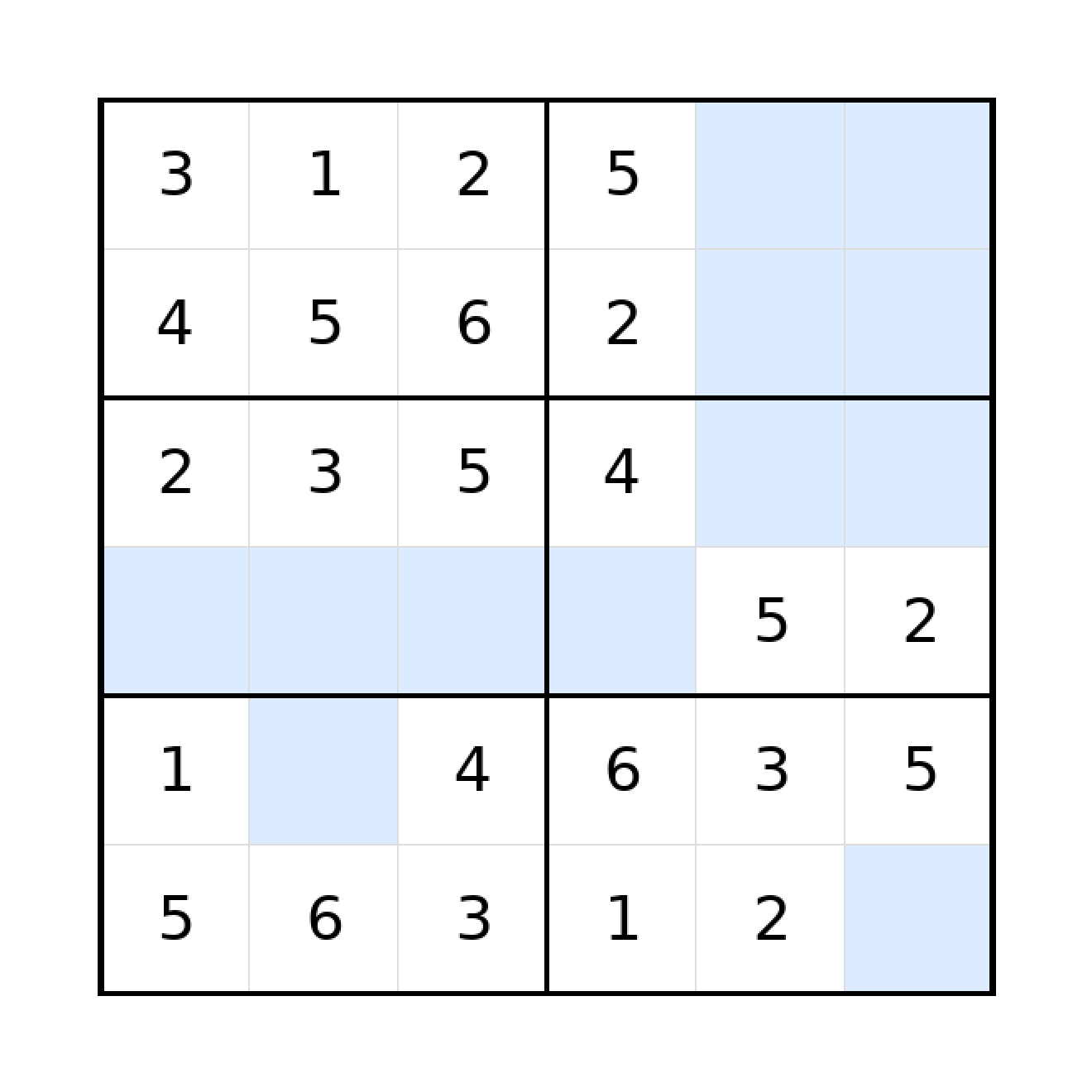 Sudoku-Rätsel Sudoku 6x6 (leicht) für Grundschule aus der Kategorie Sudoku - kostenlos ausdrucken