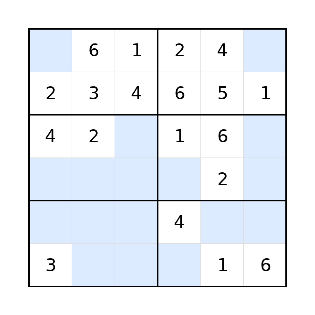 Sudoku-Rätsel Sudoku 6x6 (mittel) für Grundschule aus der Kategorie Sudoku - kostenlos ausdrucken