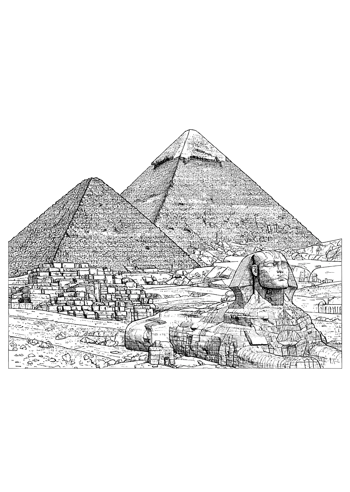 Ägypten Pyramiden - Kostenloses Ausmalbild zum Ausdrucken