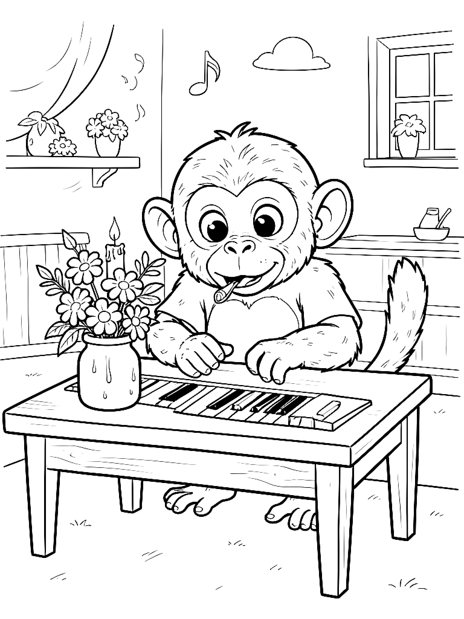 Ausmalbild Affe Ausmalbild für Grundschulkinder aus der Kategorie Tiere - kostenlos ausdrucken