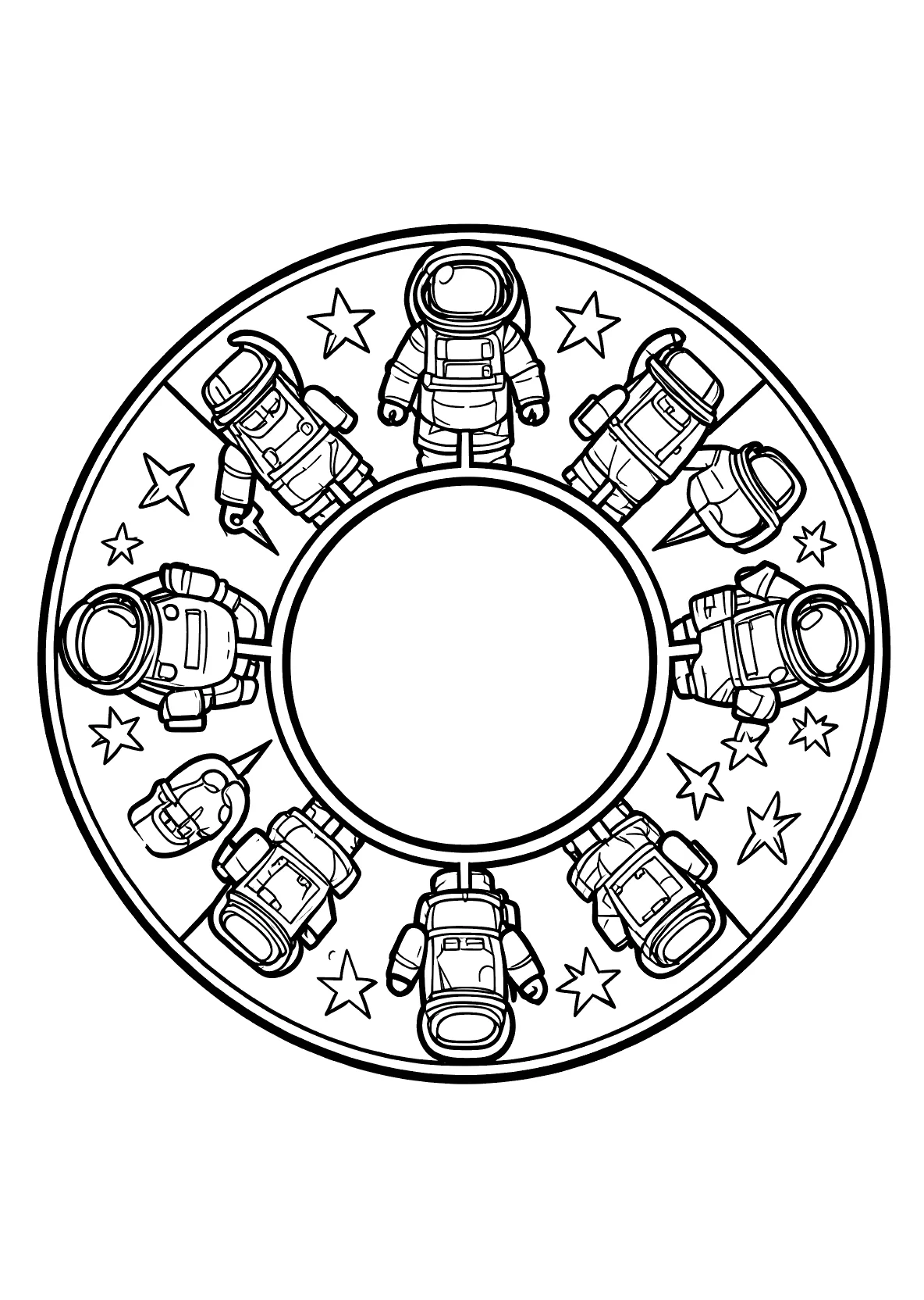 Astronauten-Mandala - Kostenloses Ausmalbild zum Ausdrucken