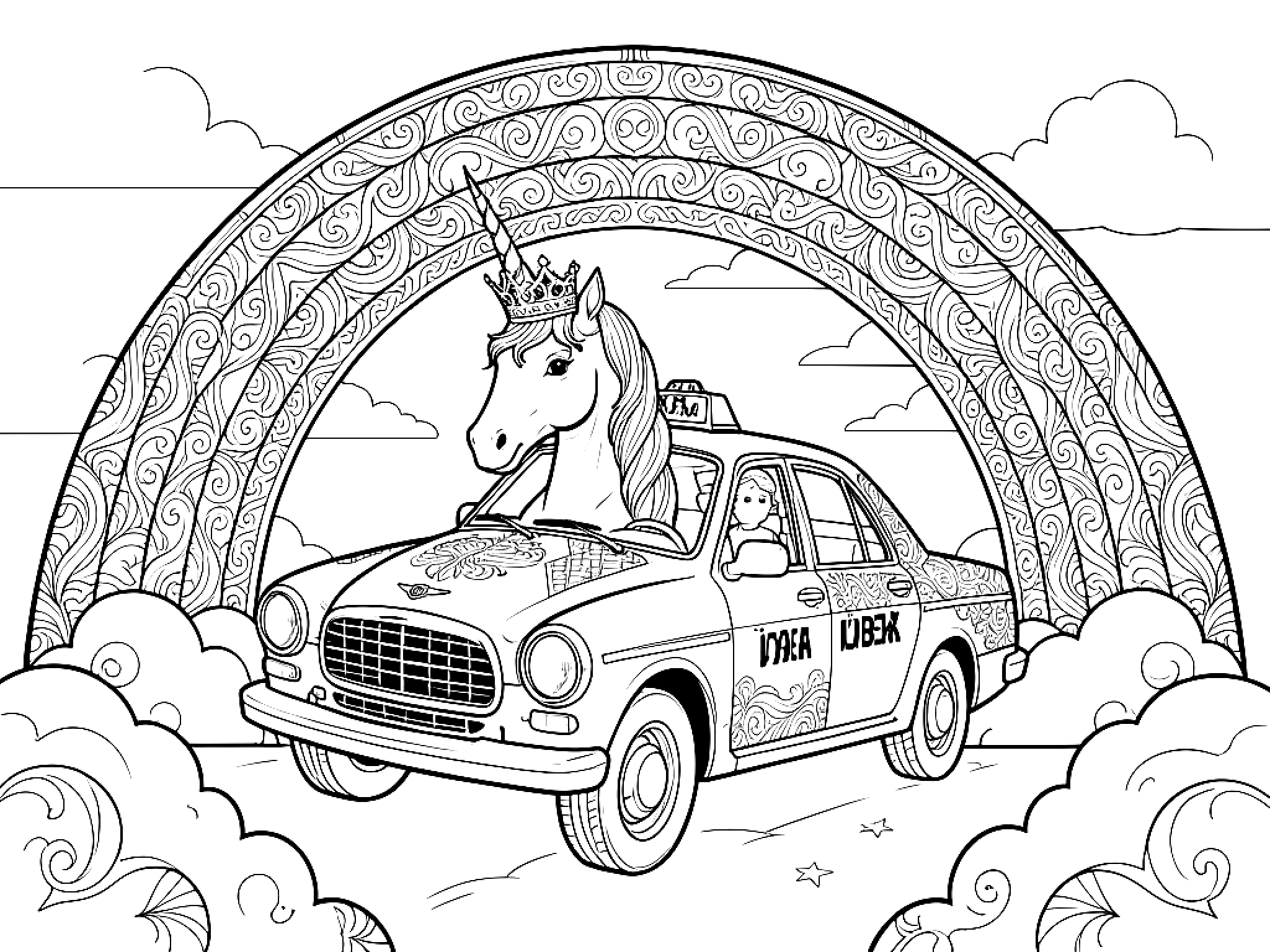 Ausmalbild Einhorn Ausmalbild für Erwachsene aus der Kategorie Fantasie & Märchen - kostenlos ausdrucken