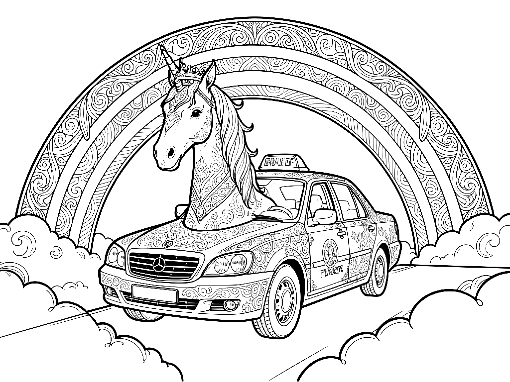 Ausmalbild Einhorn Ausmalbild für Erwachsene aus der Kategorie Fantasie & Märchen - kostenlos ausdrucken