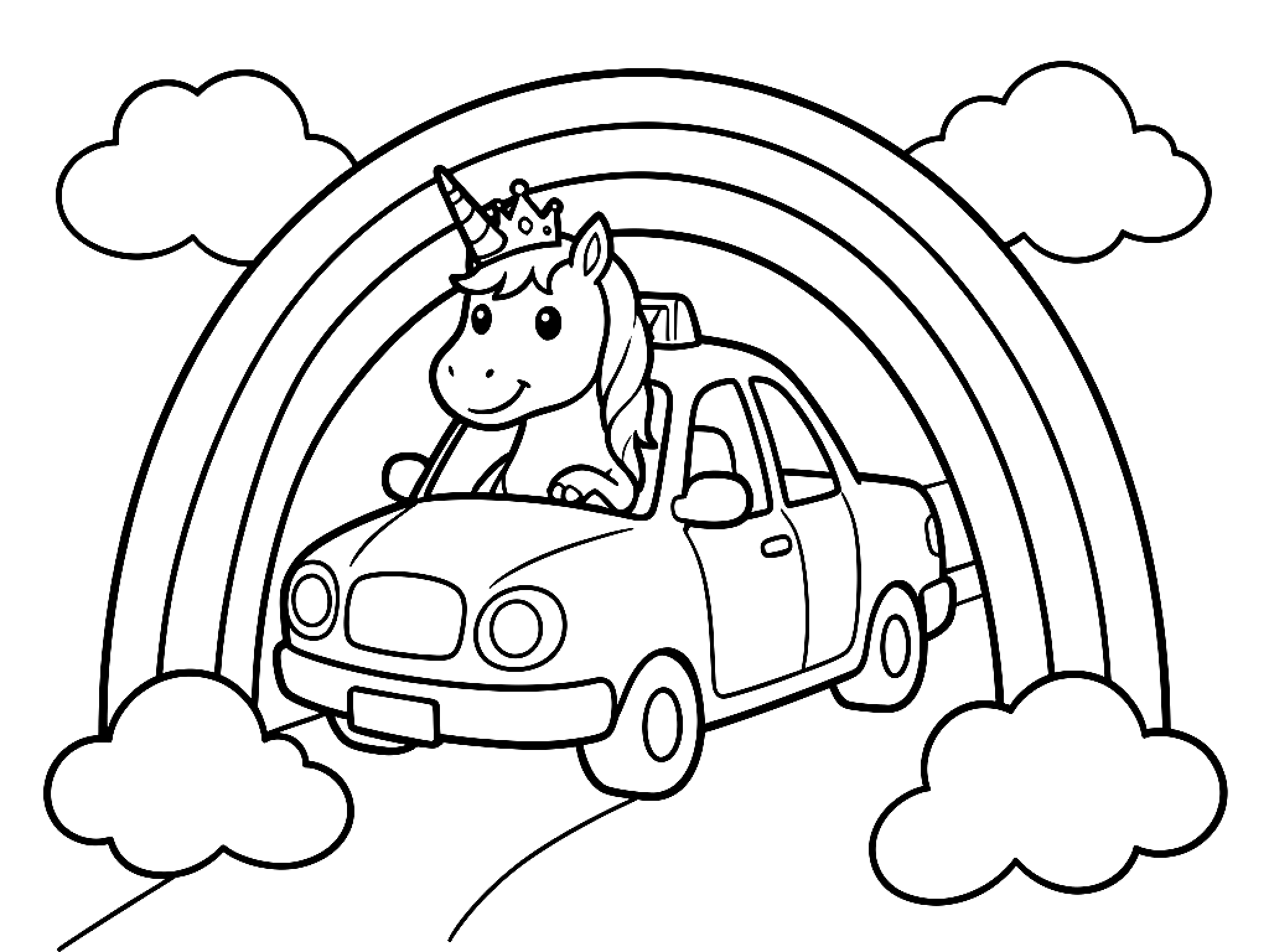 Ausmalbild Einhorn Ausmalbild für Kindergartenkinder aus der Kategorie Fantasie & Märchen - kostenlos ausdrucken