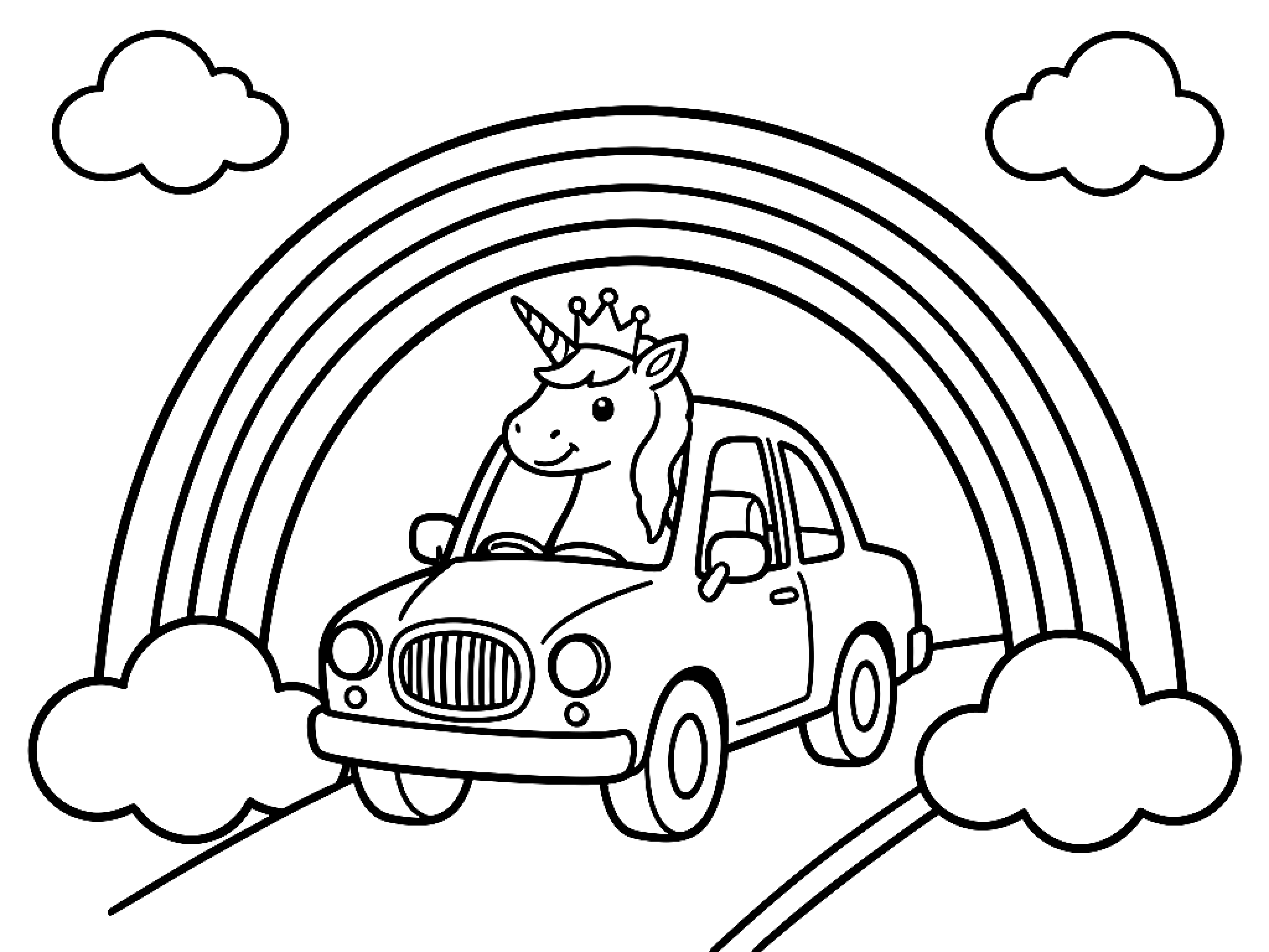 Ausmalbild Einhorn Ausmalbild für Kindergartenkinder aus der Kategorie Fantasie & Märchen - kostenlos ausdrucken