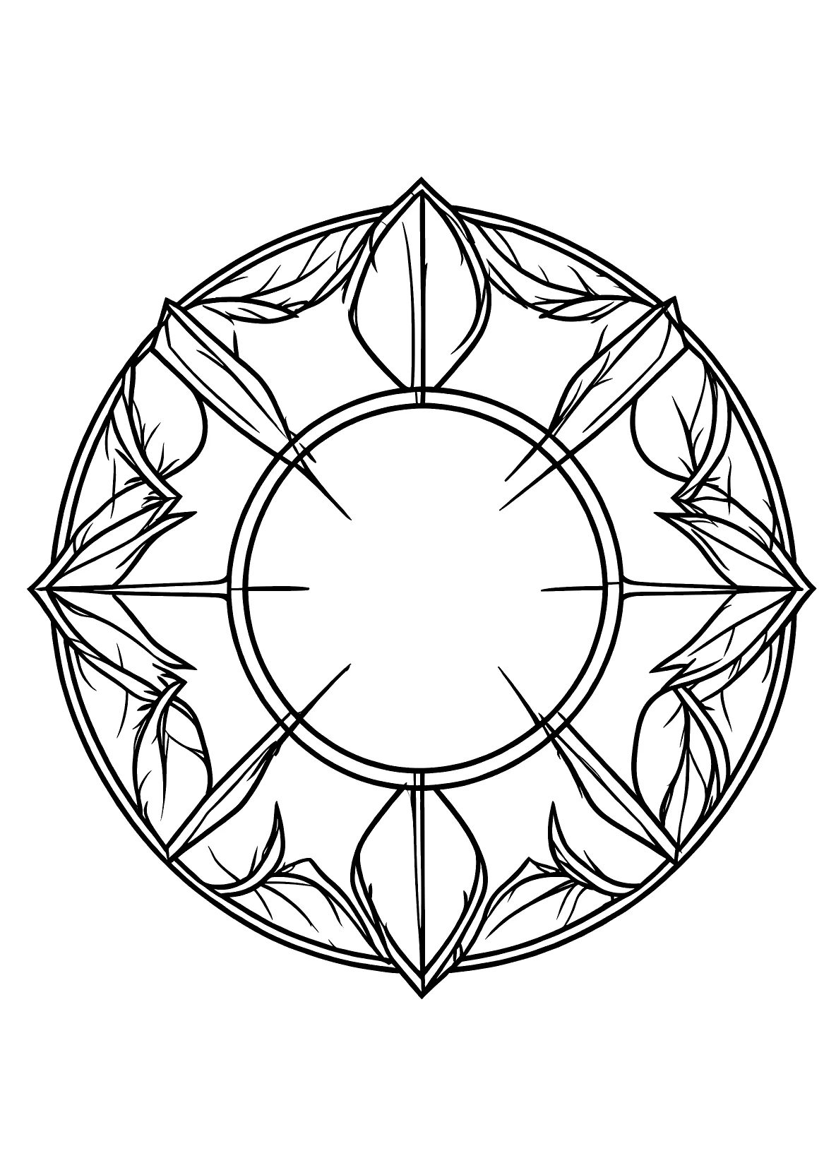 Federn-Mandala - Kostenloses Ausmalbild zum Ausdrucken