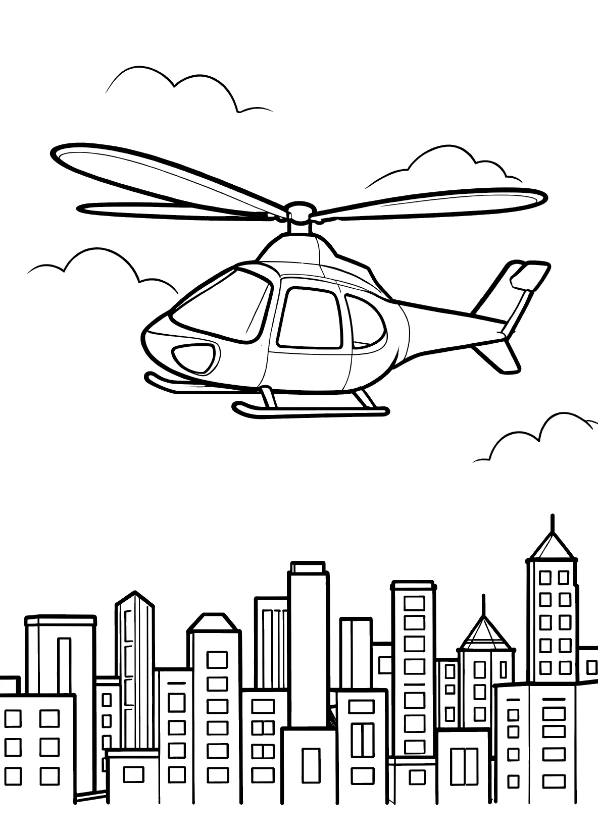 Hubschrauber - Kostenloses Ausmalbild zum Ausdrucken