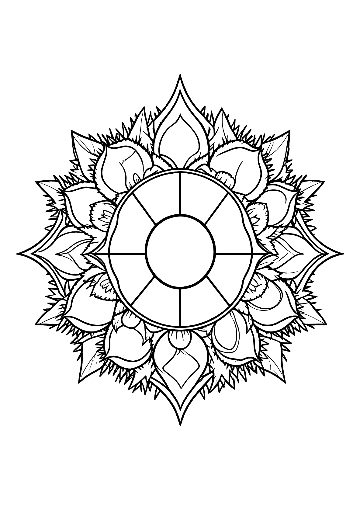 Kastanien-Mandala - Kostenloses Ausmalbild zum Ausdrucken