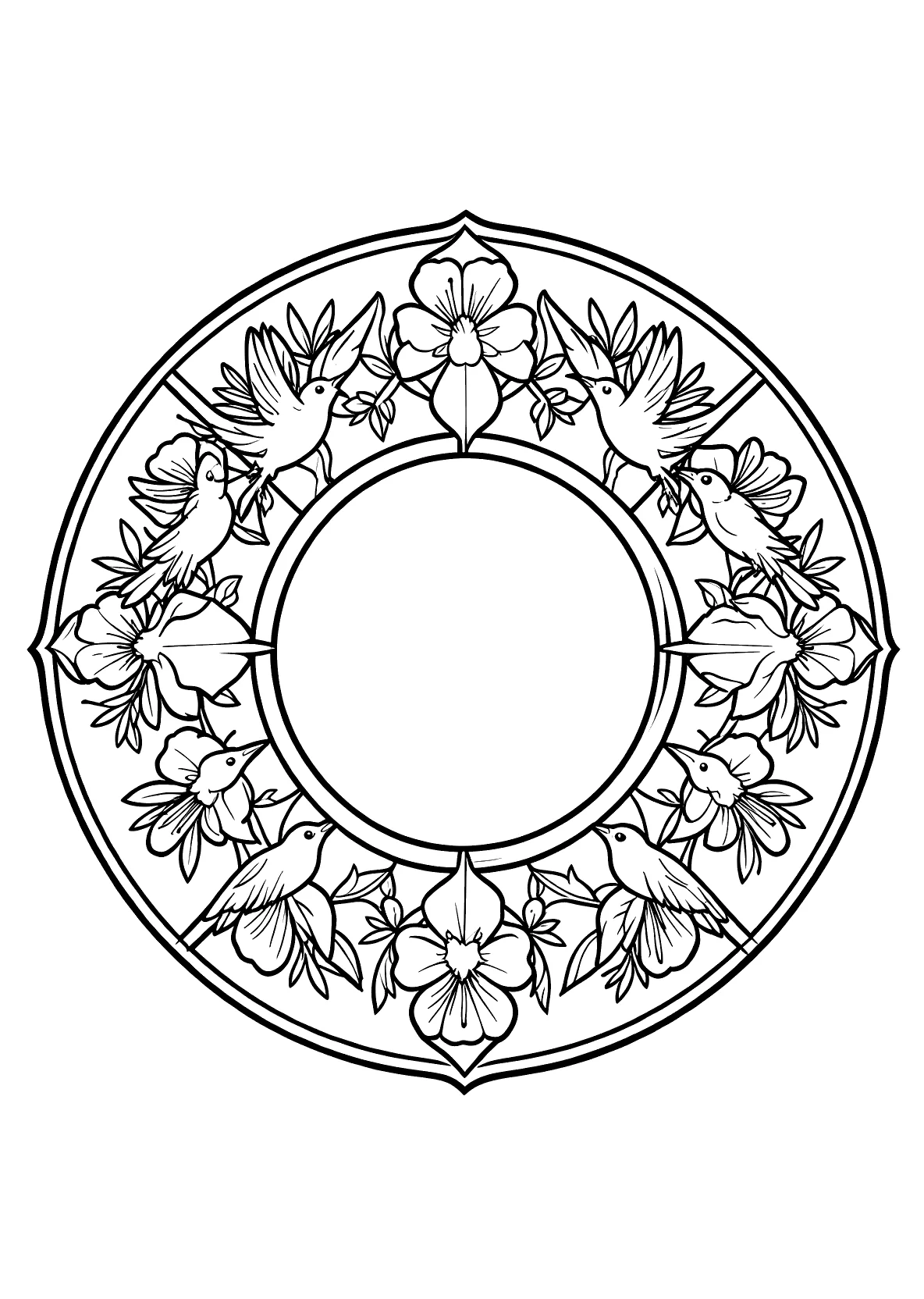 Kolibris-Mandala - Kostenloses Ausmalbild zum Ausdrucken