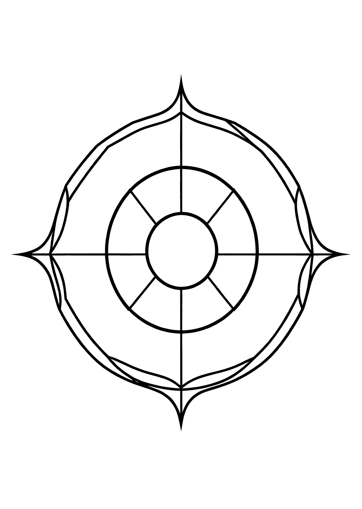 Kompass-Mandala - Kostenloses Ausmalbild zum Ausdrucken