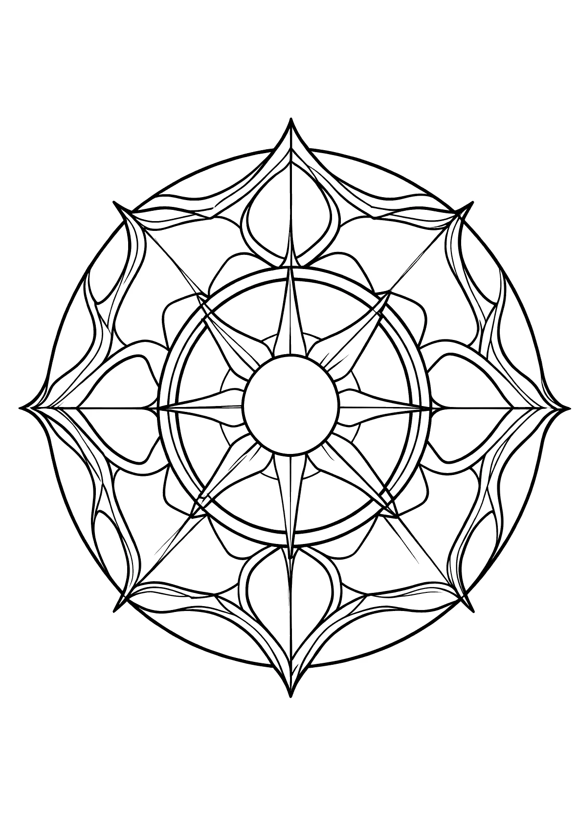 Kompass-Mandala - Kostenloses Ausmalbild zum Ausdrucken