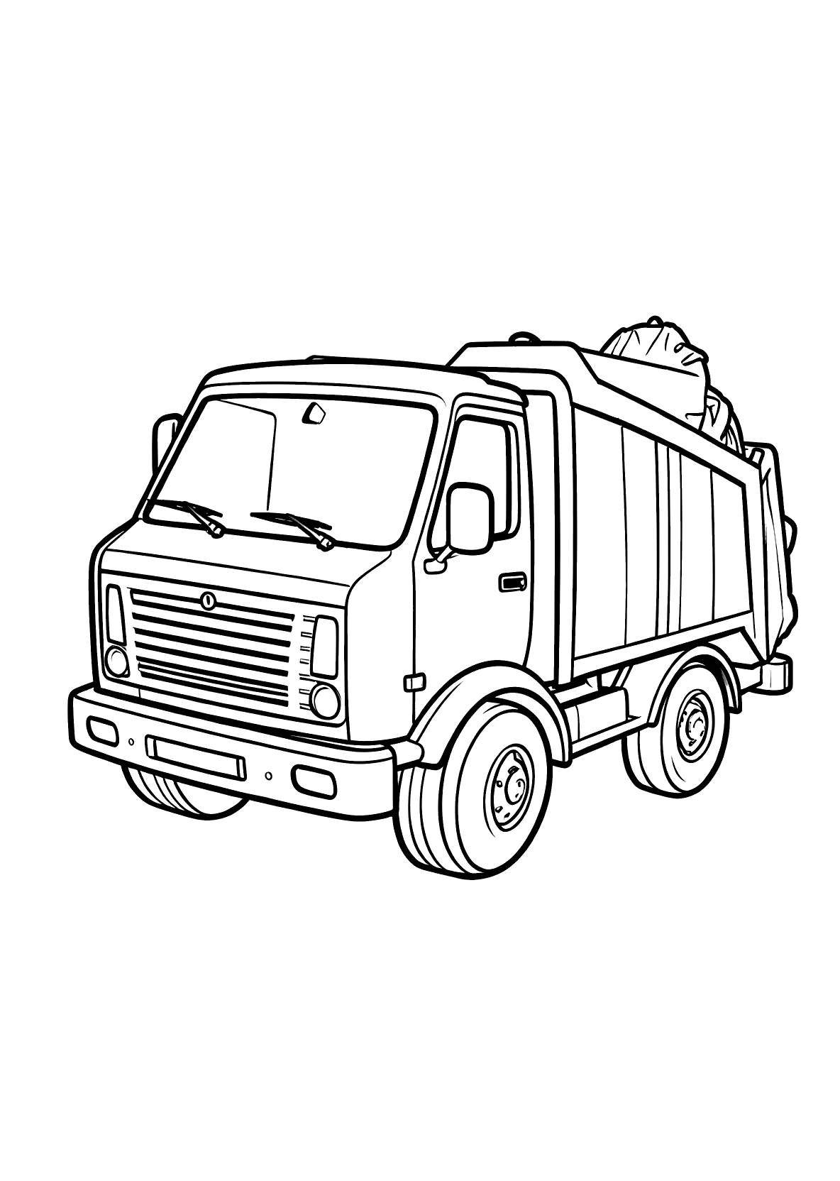 Müllwagen - Kostenloses Ausmalbild zum Ausdrucken