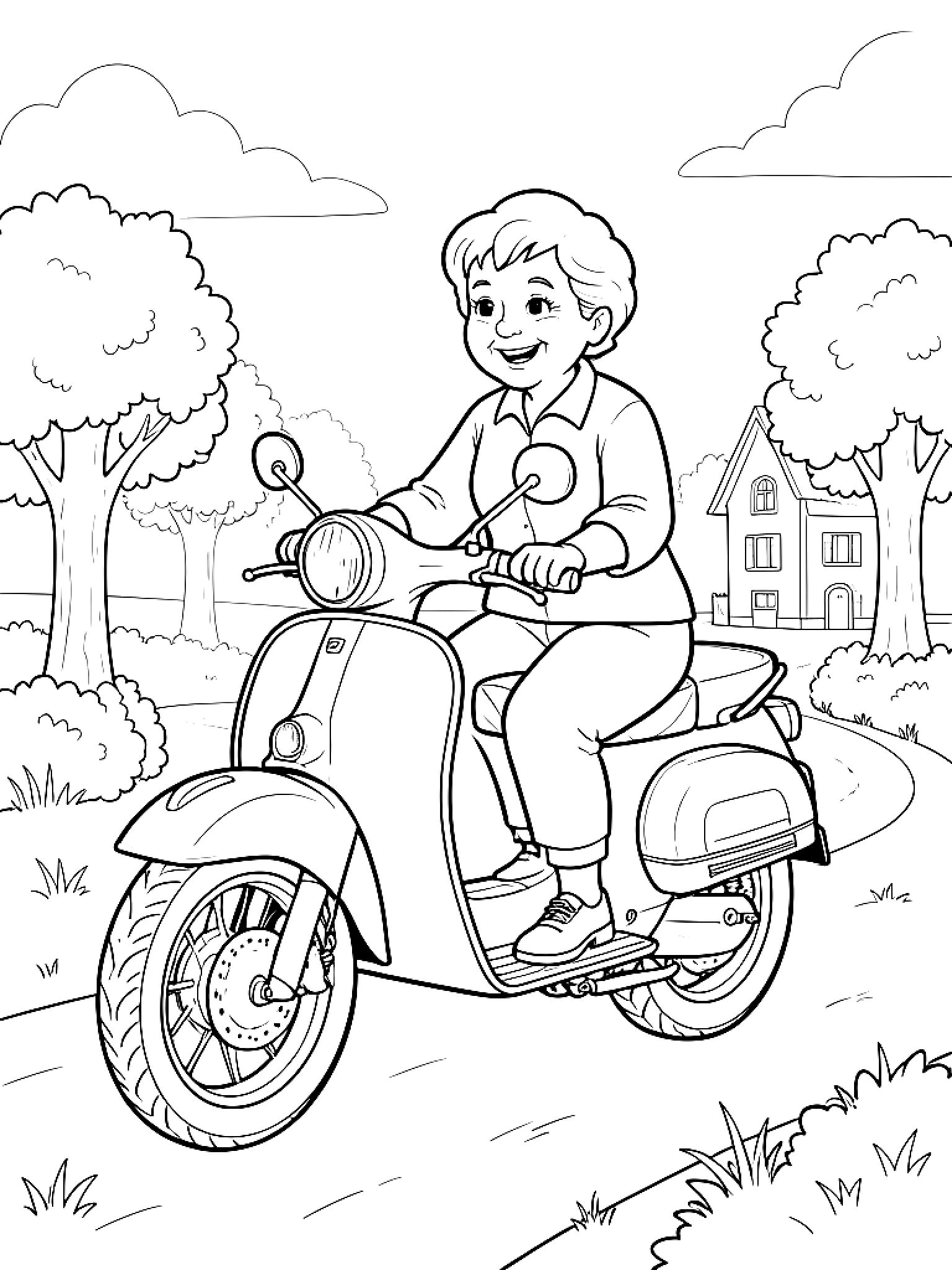 Ausmalbild Oma Ausmalbild für Grundschulkinder aus der Kategorie Menschen & Berufe - kostenlos ausdrucken