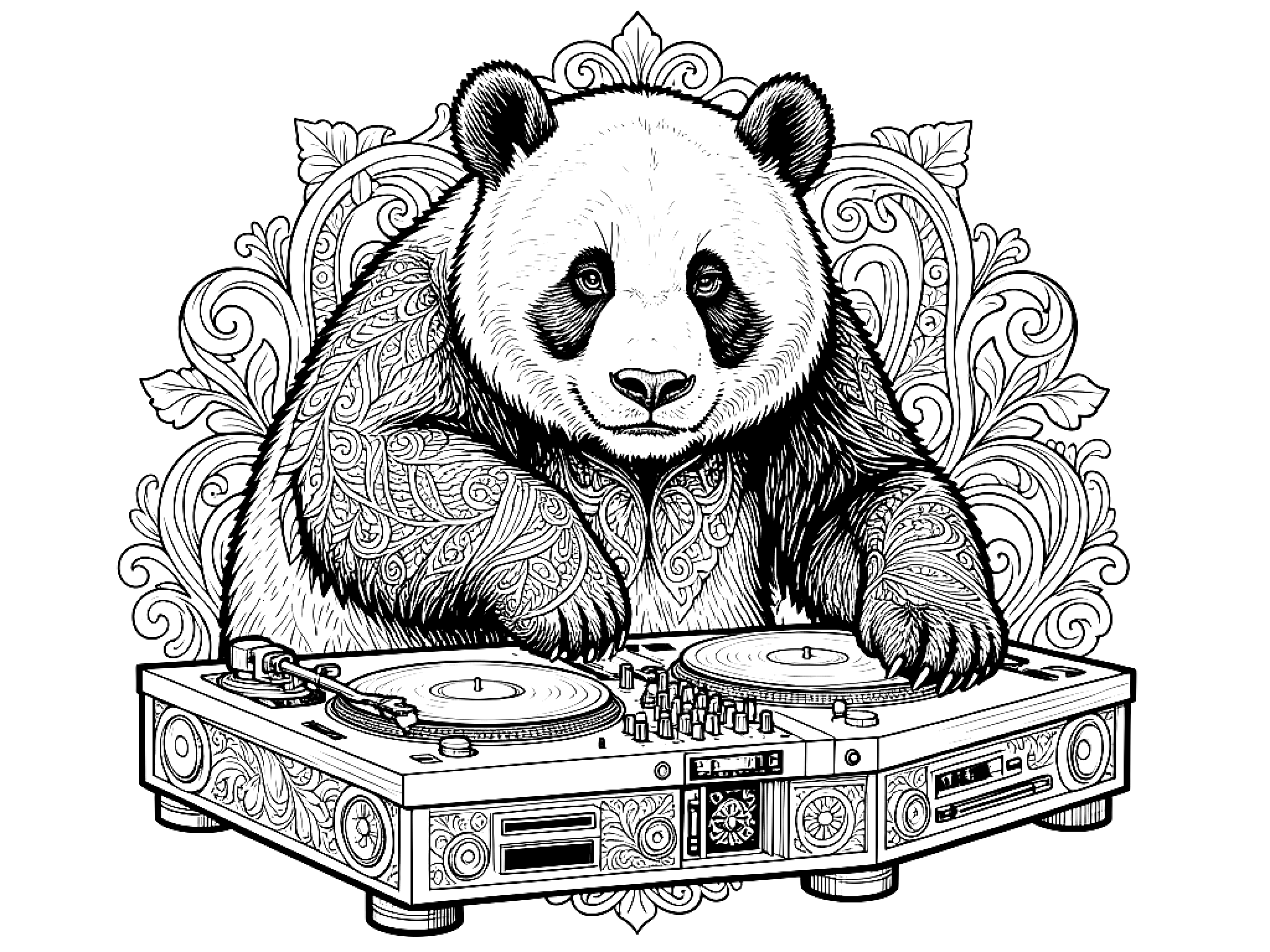 Ausmalbild Panda Ausmalbild für Erwachsene aus der Kategorie Tiere - kostenlos ausdrucken