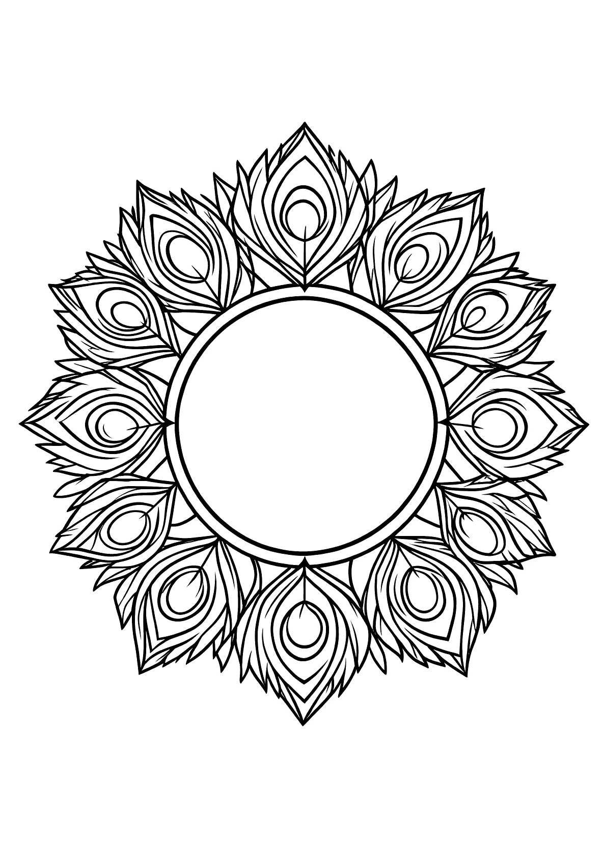 Pfauen-Mandala - Kostenloses Ausmalbild zum Ausdrucken