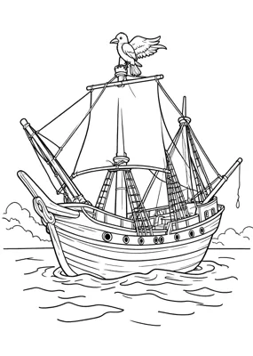 Piratenschiff - Kostenloses Ausmalbild zum Ausdrucken