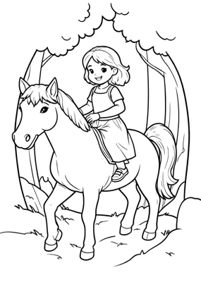 Prinzessin reitet - Kostenloses Ausmalbild zum Ausdrucken