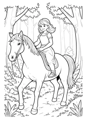 Prinzessin reitet - Kostenloses Ausmalbild zum Ausdrucken