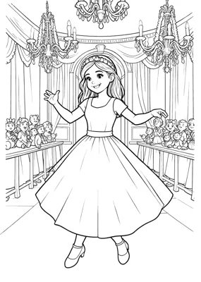 Prinzessin tanzt - Kostenloses Ausmalbild zum Ausdrucken
