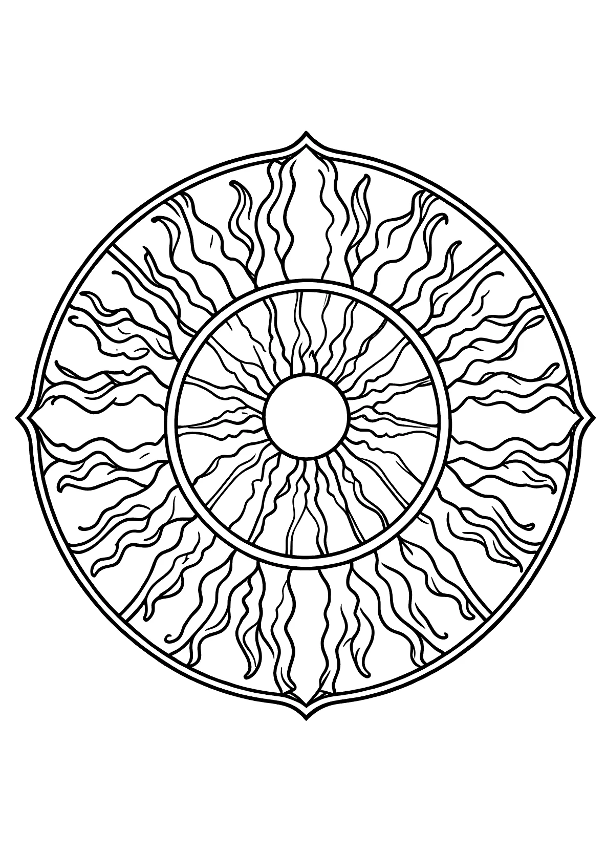 Quallen-Mandala - Kostenloses Ausmalbild zum Ausdrucken