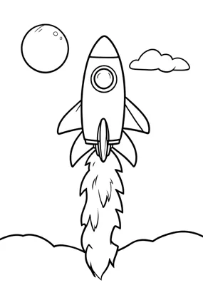 Rakete startet - Kostenloses Ausmalbild zum Ausdrucken