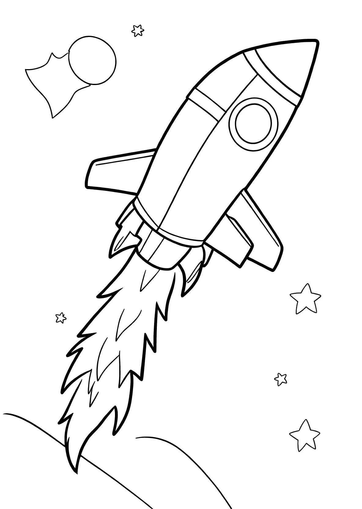 Rakete startet - Kostenloses Ausmalbild zum Ausdrucken
