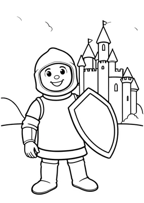 Ritter mit Schild - Kostenloses Ausmalbild zum Ausdrucken