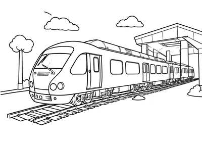Schnellzug - Kostenloses Ausmalbild zum Ausdrucken