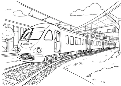 Schnellzug - Kostenloses Ausmalbild zum Ausdrucken