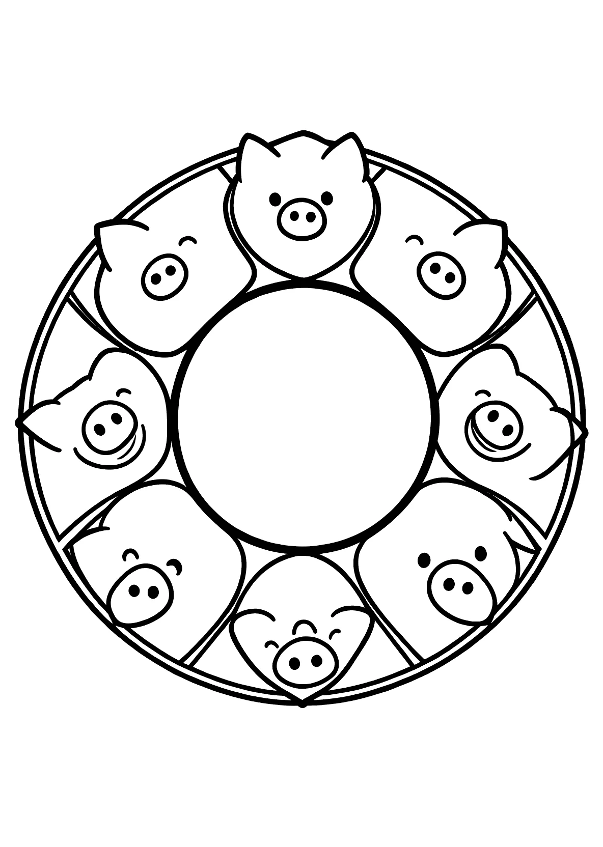 Schweine-Mandala - Kostenloses Ausmalbild zum Ausdrucken