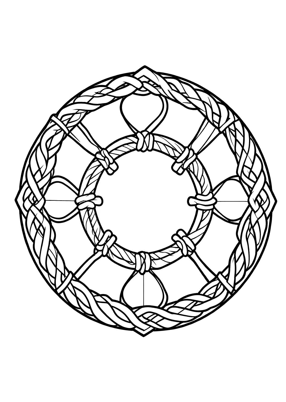 Seil-Mandala - Kostenloses Ausmalbild zum Ausdrucken