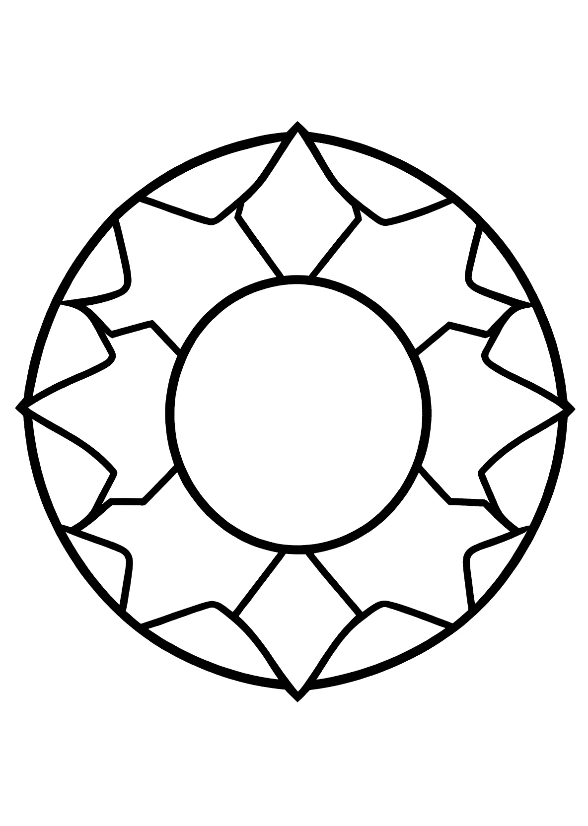 Sterne und Punkte-Mandala - Kostenloses Ausmalbild zum Ausdrucken