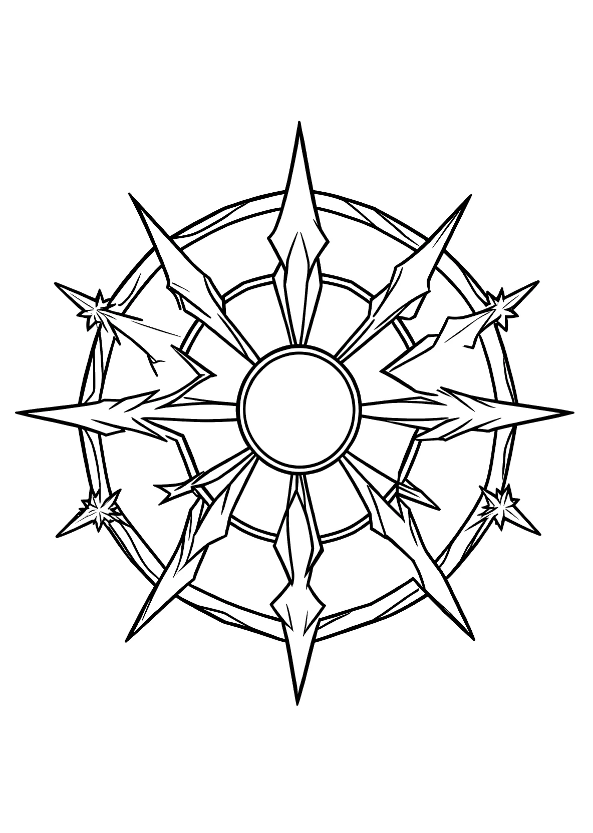 Sternschnuppen-Mandala - Kostenloses Ausmalbild zum Ausdrucken