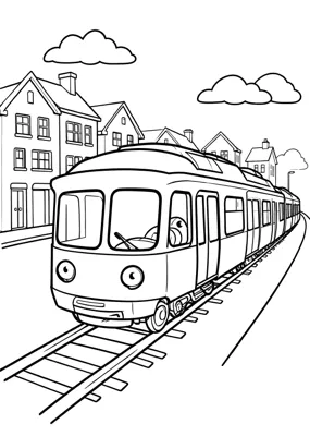 Straßenbahn - Kostenloses Ausmalbild zum Ausdrucken