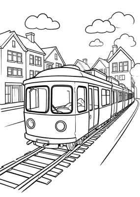 Straßenbahn - Kostenloses Ausmalbild zum Ausdrucken