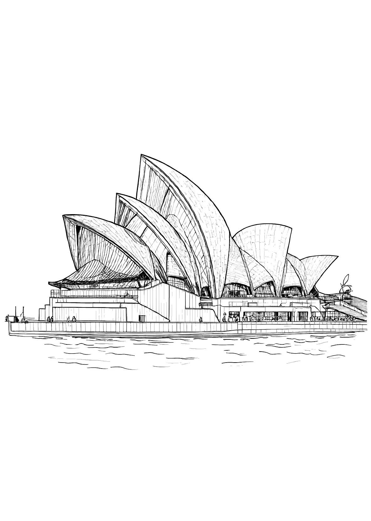 Sydney Oper - Kostenloses Ausmalbild zum Ausdrucken