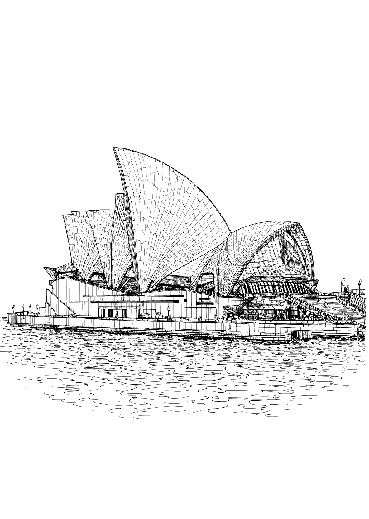 Sydney Oper - Kostenloses Ausmalbild zum Ausdrucken