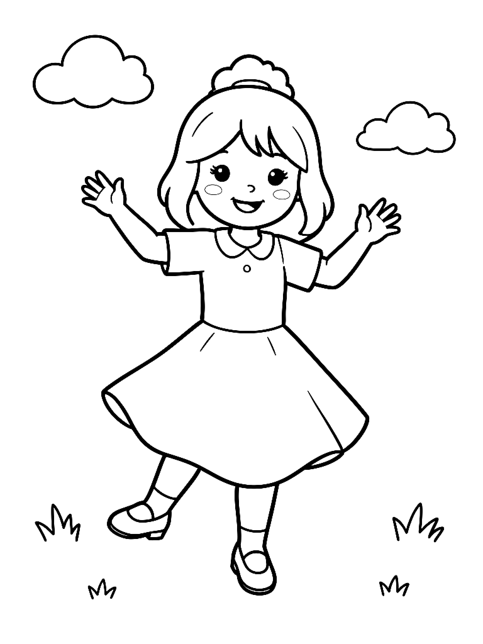 Ausmalbild Tanzende Frau Ausmalbild für Vorschulkinder aus der Kategorie Menschen & Berufe - kostenlos ausdrucken