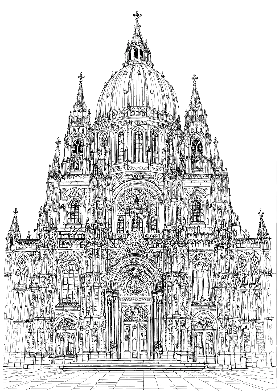 Wien Stephansdom - Kostenloses Ausmalbild zum Ausdrucken