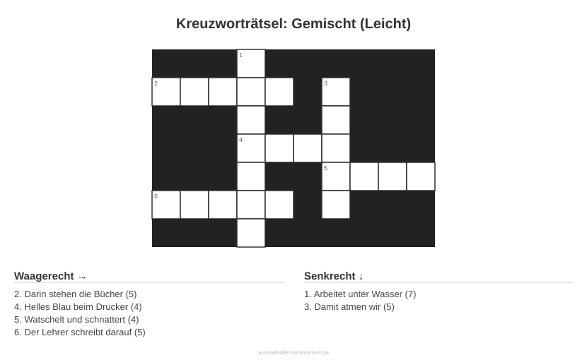 Kreuzworträtsel Kreuzworträtsel: Gemischt (Leicht) aus der Kategorie Sonstiges - kostenlos ausdrucken