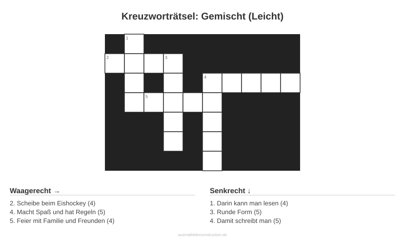Kreuzworträtsel Kreuzworträtsel: Gemischt (Leicht) aus der Kategorie Sonstiges - kostenlos ausdrucken