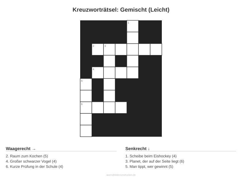 Kreuzworträtsel Kreuzworträtsel: Gemischt (Leicht) aus der Kategorie Sonstiges - kostenlos ausdrucken