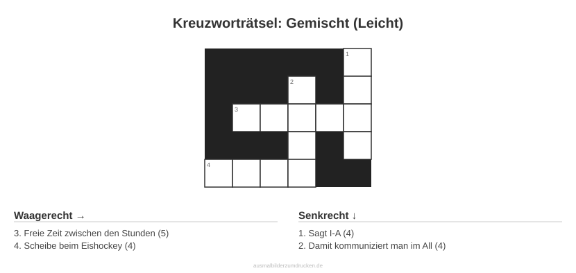Kreuzworträtsel Kreuzworträtsel: Gemischt (Leicht) aus der Kategorie Sonstiges - kostenlos ausdrucken