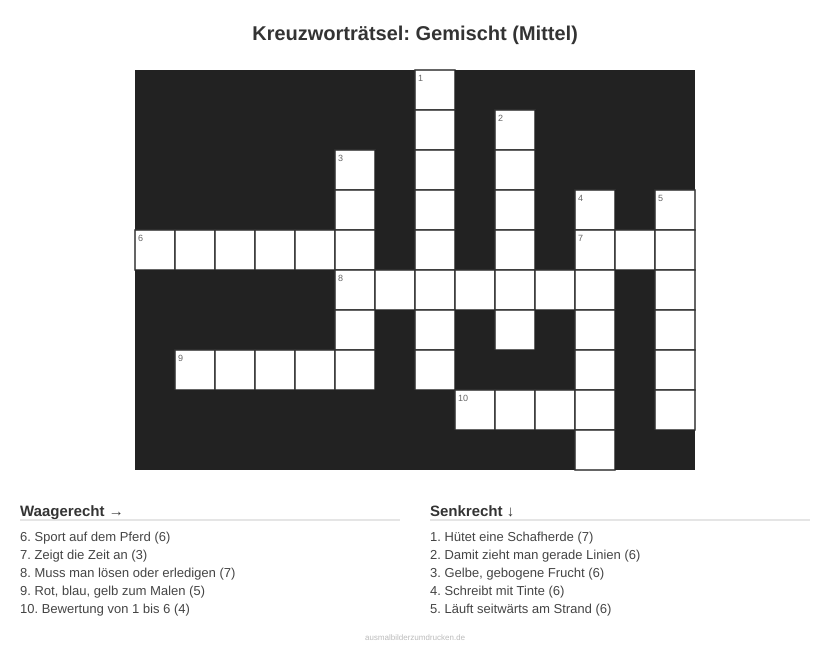 Kreuzworträtsel Kreuzworträtsel: Gemischt (Mittel) aus der Kategorie Sonstiges - kostenlos ausdrucken
