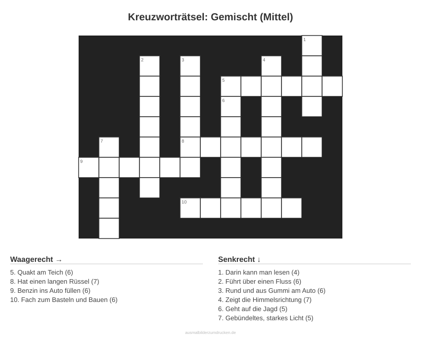 Kreuzworträtsel Kreuzworträtsel: Gemischt (Mittel) aus der Kategorie Sonstiges - kostenlos ausdrucken